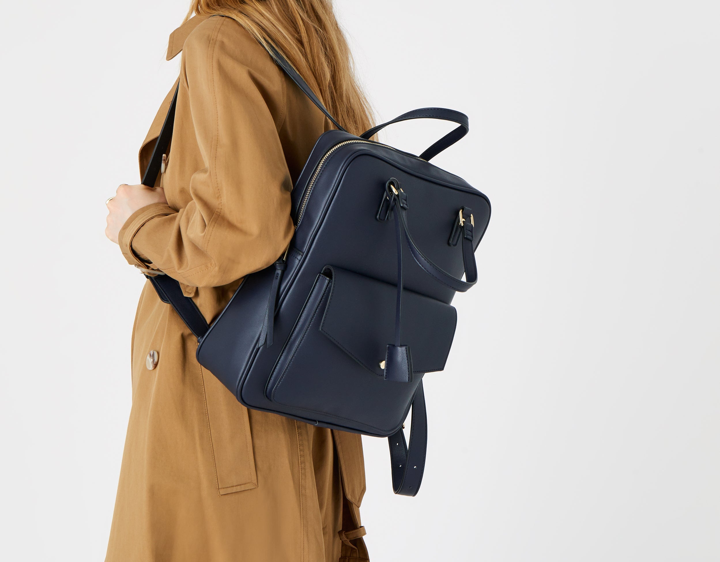 Accessorize London Women's Navy Blue Ben Pocket Backpack