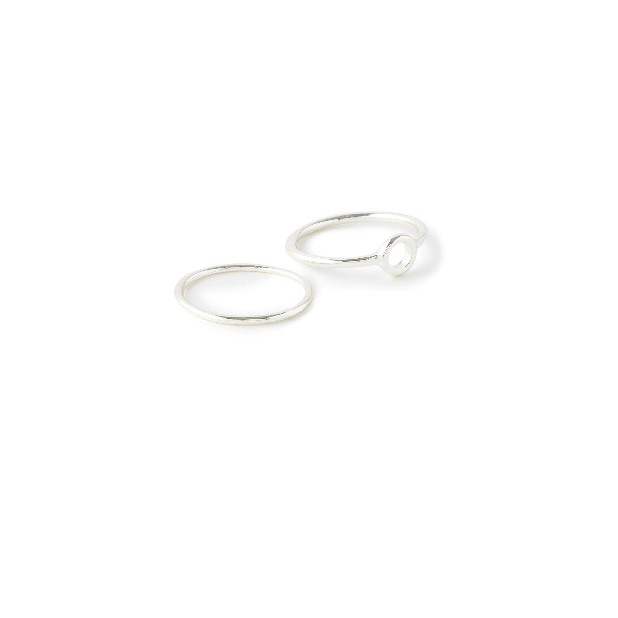 Accessorize London Women's Silver set of 2 Cut Out Circle Stacking Rings