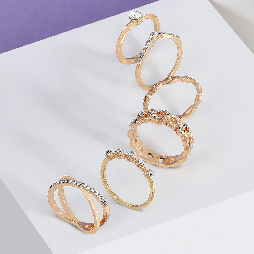 White Sparkle Medium Stacking Ring Set 