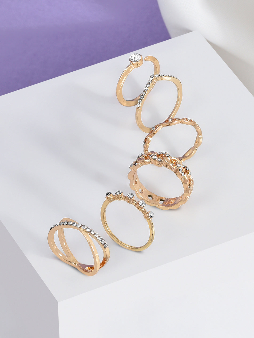 Accessorize London Women's Sparkle Stacking Ring Set White-Large ...