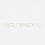 Accessorize London Women's Silver pack of 12 Simple Ring Multipack Large
