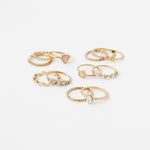 Accessorize London Women'S Gold Stone And Sparkle Ring Multipack