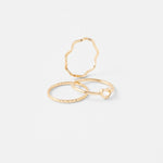 Accessorize London Women's Set Of 3 Heart Wave Rings Small