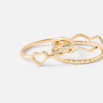 Accessorize London Women's Set Of 3 Heart Wave Rings Small