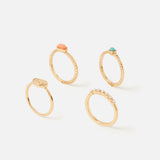Accessorize London Women's Island Vibe Stone & Textile Stacking Rings Small