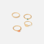 Accessorize London Women's Island Vibe Stone & Textile Stacking Rings Small