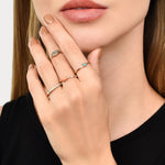 Accessorize London Women's Island Vibe Stone & Textile Stacking Rings Small