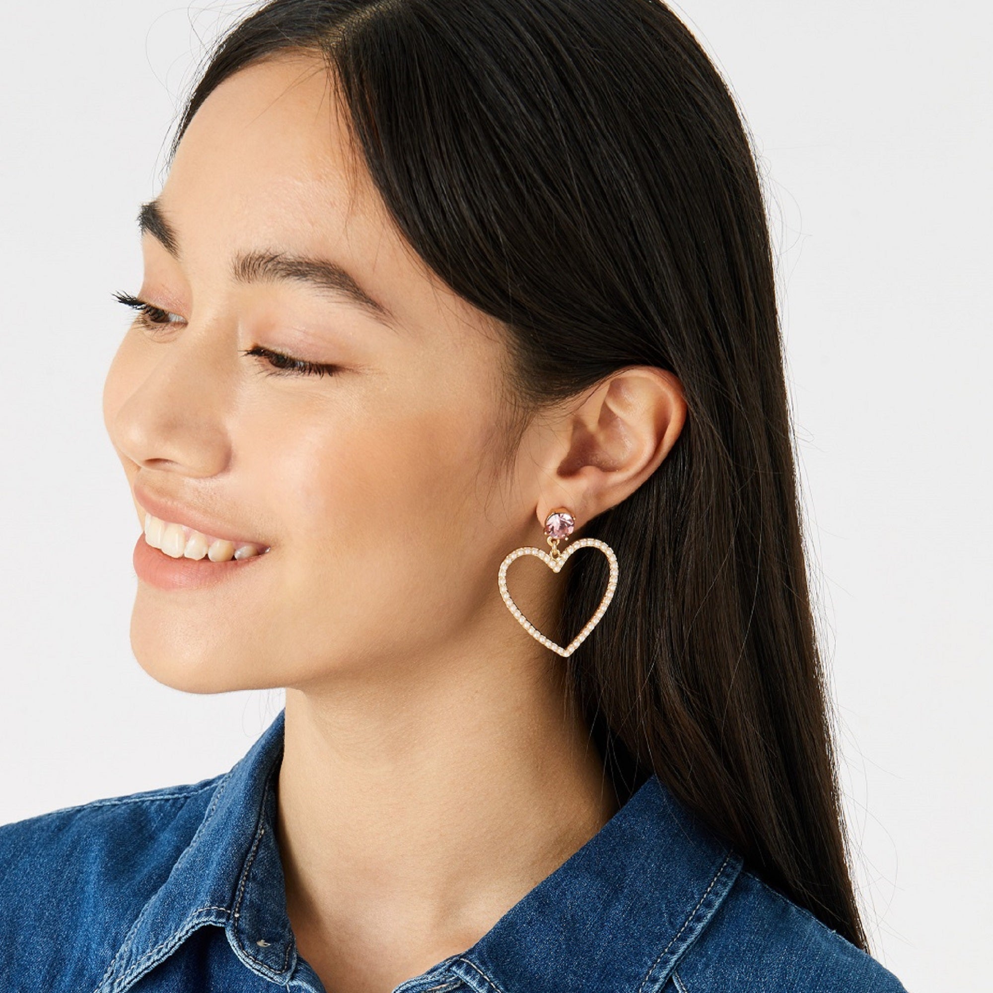 Accessorize London Women's Feel Good Statement Heart Pearl Earring