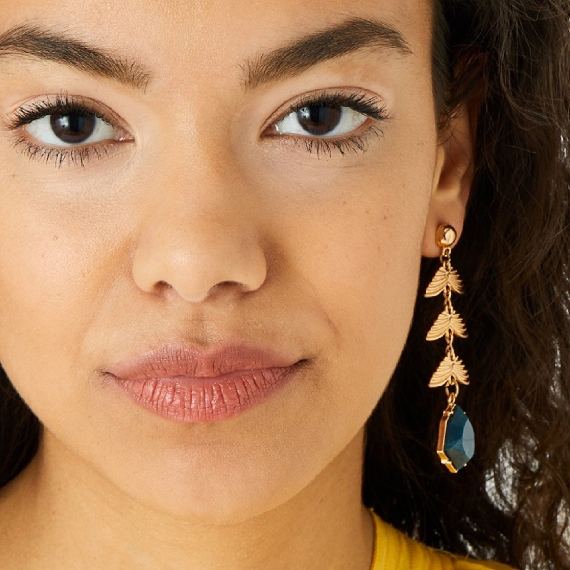 Accessorize London Women's Country Retreat Stone&Leaf Long Drop Earrings