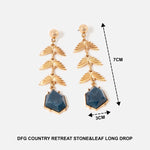 Accessorize London Women's Country Retreat Stone&Leaf Long Drop Earrings