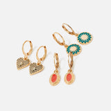 Accessorize London Women's Reconnected Pack Of 3 Enamel Charms Hoop Earrings