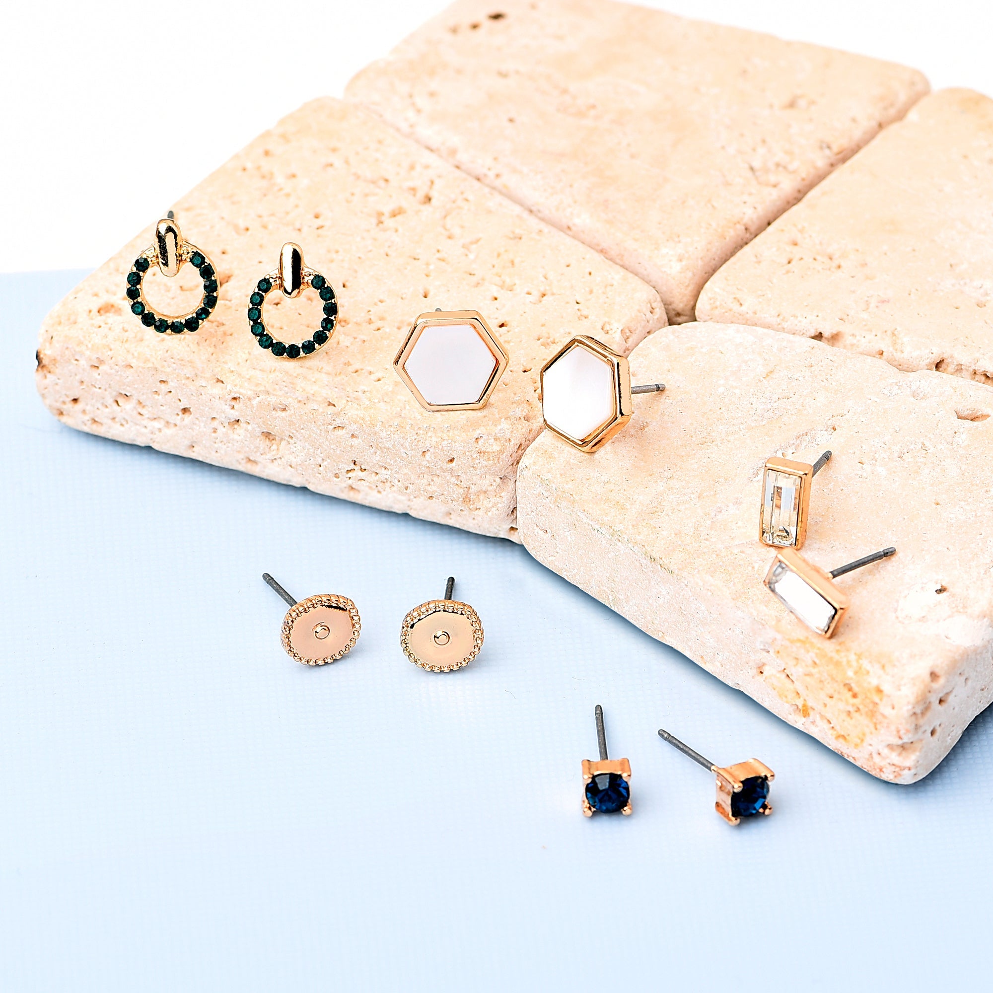 Accessorize London Women's Reconnected Set Of 5 Pearl & Gem Stud Earrings