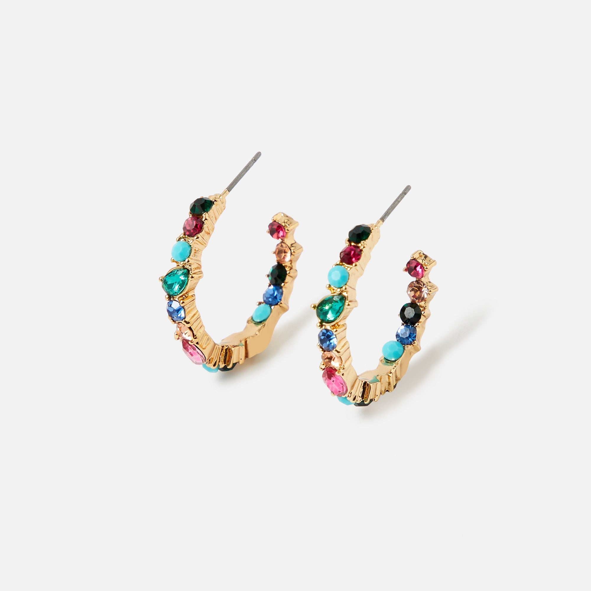 Accessorize London Women's Feel Good Eclectic Stones Hoop Earrings