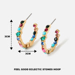 Accessorize London Women's Feel Good Eclectic Stones Hoop Earrings