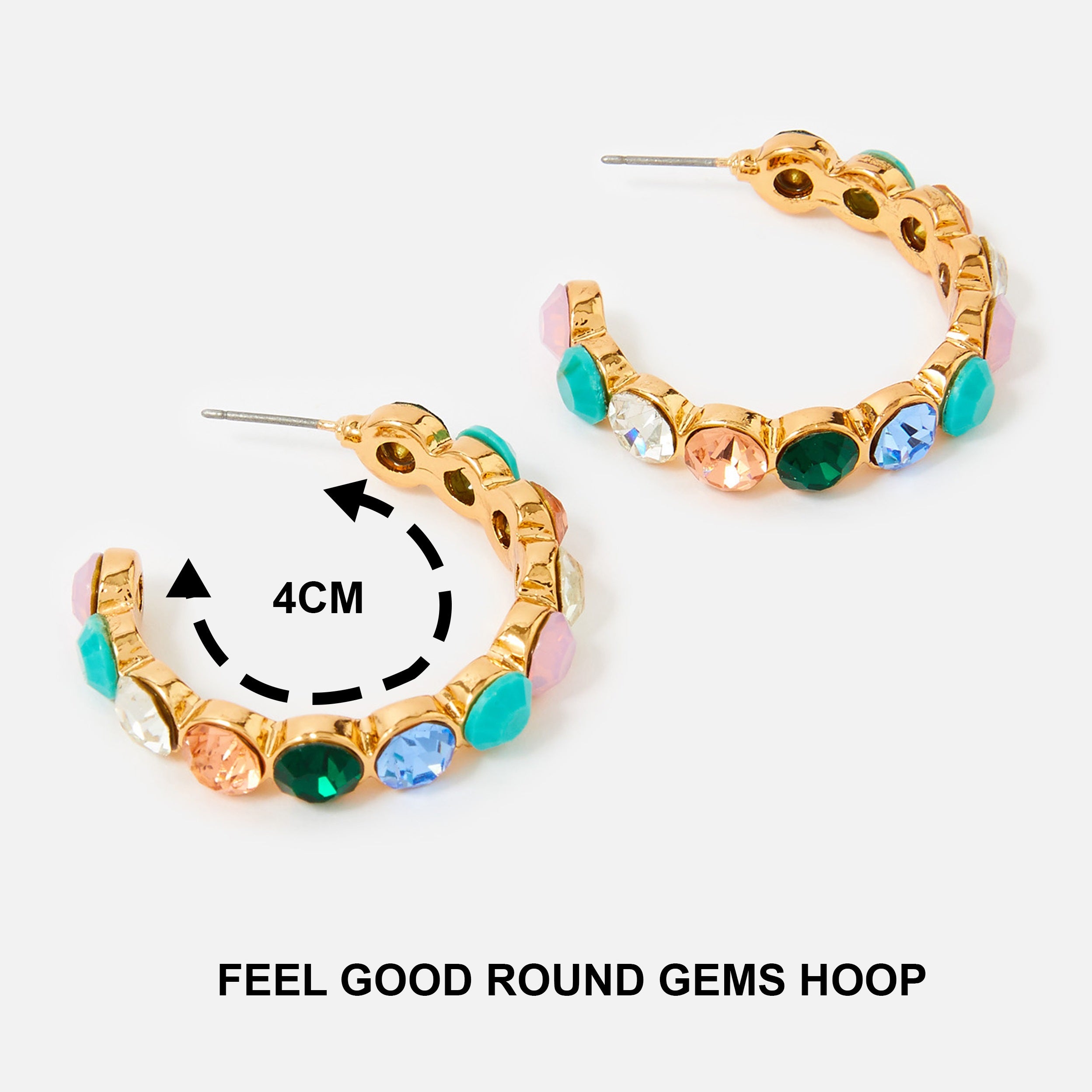 Accessorize London Women's Feel Good Round Gems Hoop Earrings