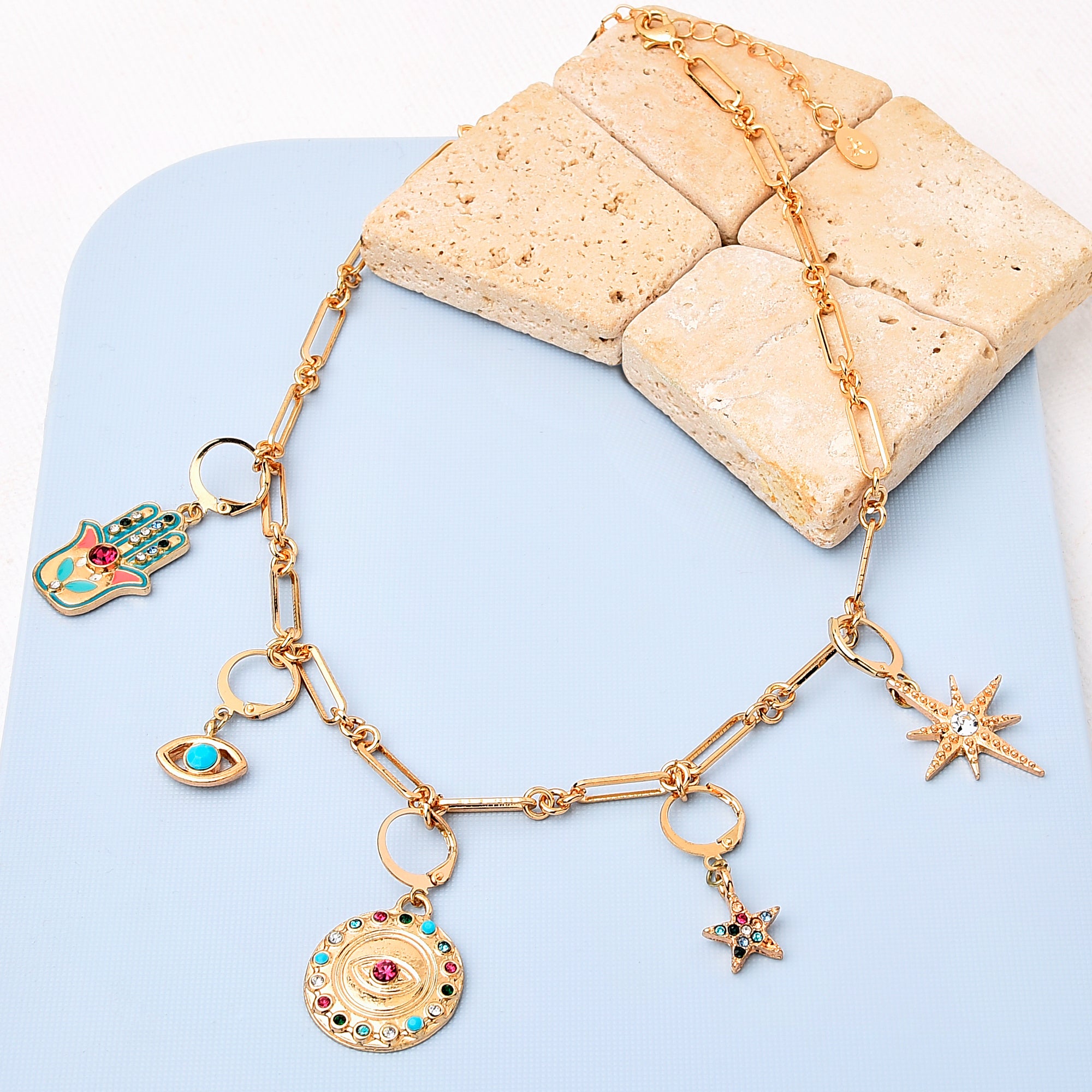 Accessorize London Women's Multi-feel Good Chunk Interchangeable Charm Necklace