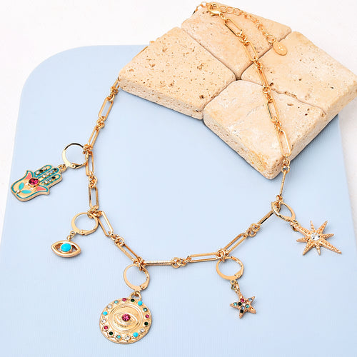 Accessorize London Women's Multi-feel Good Chunk Interchangeable Charm Necklace