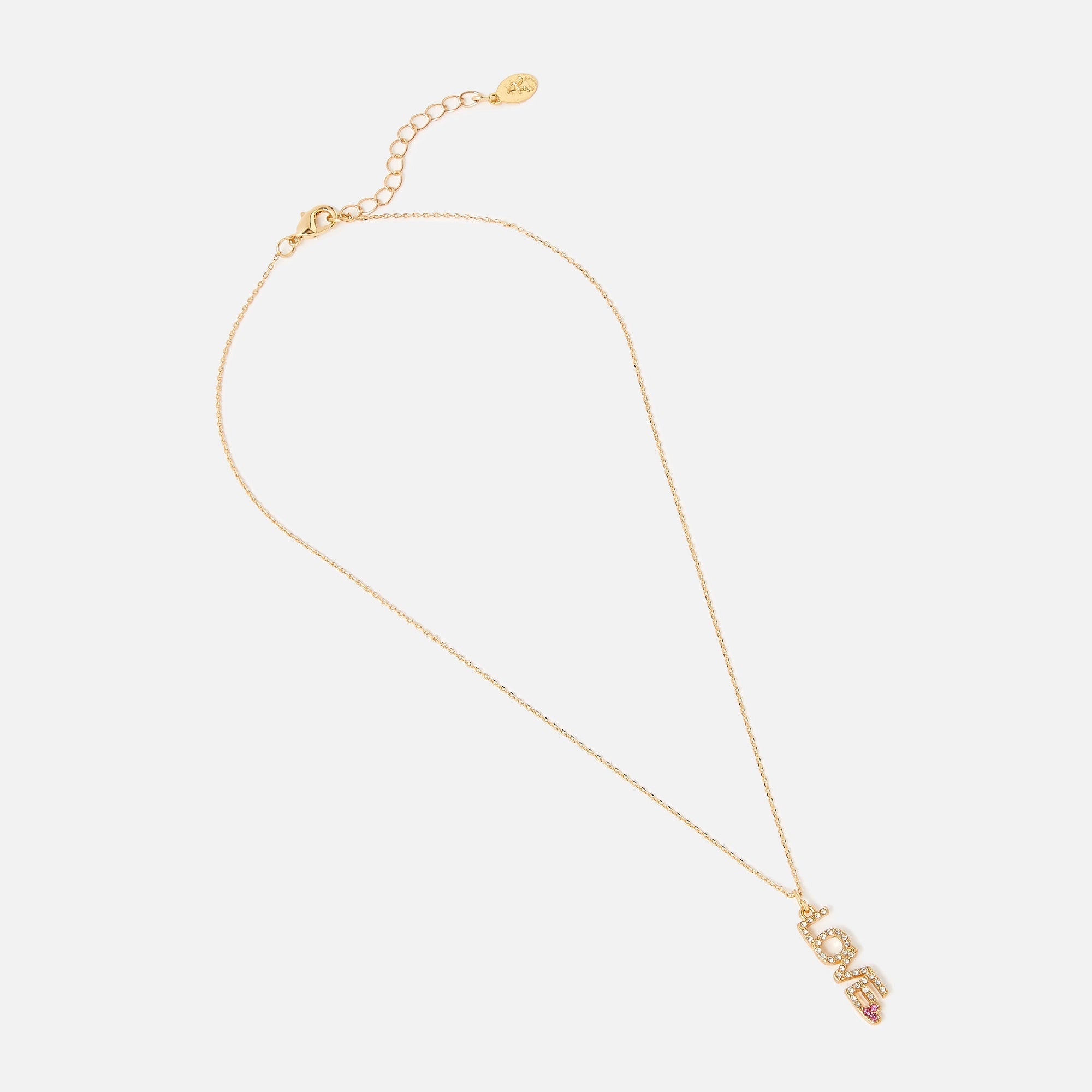 Accessorize London Women's Feel Good Worded Pendant Love Necklace