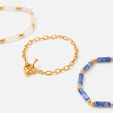 Accessorize London Women's Country Retreat Set Of 3 Bead & Tbar Bracelet