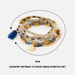 Accessorize London Women's Country Retreat Pack Of 7 Facet Bead Stretch Bracelet