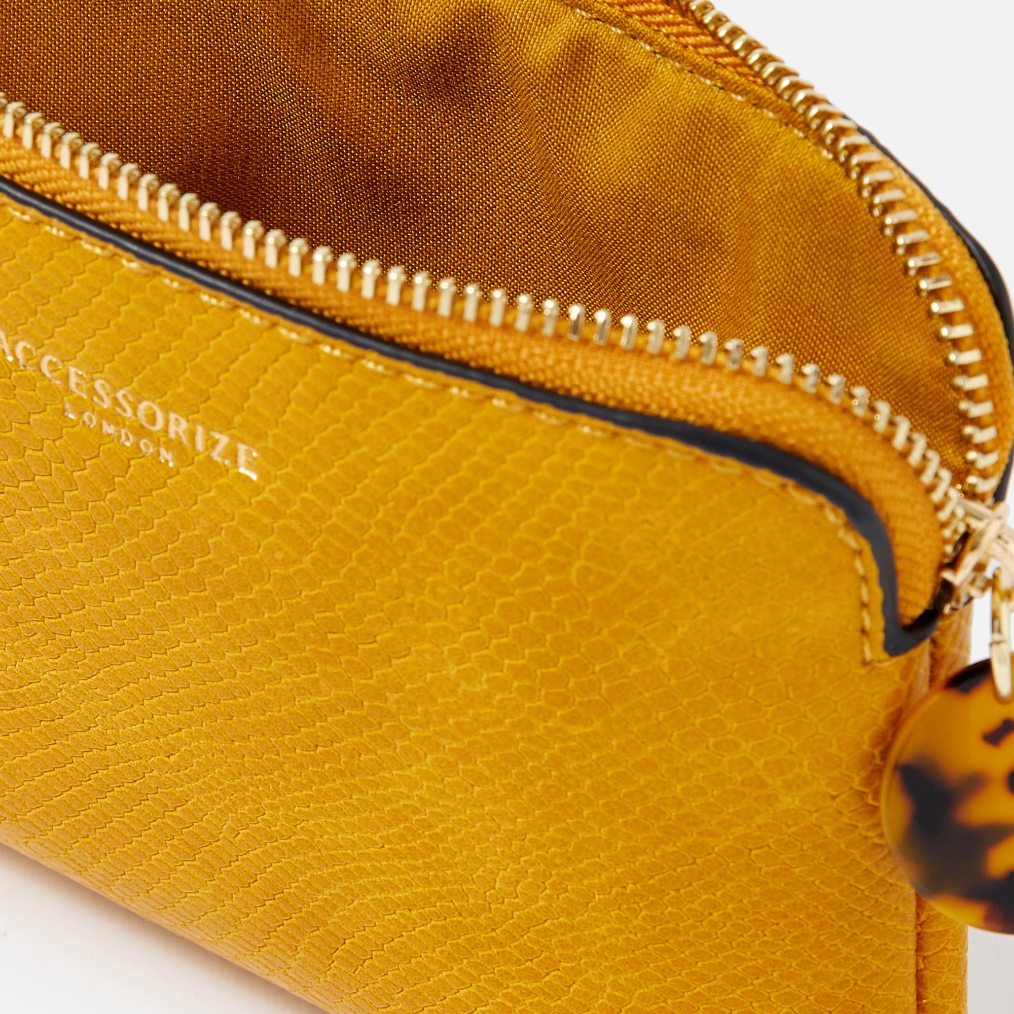 Accessorize London Resin And Reptile Coin Purse Yellow