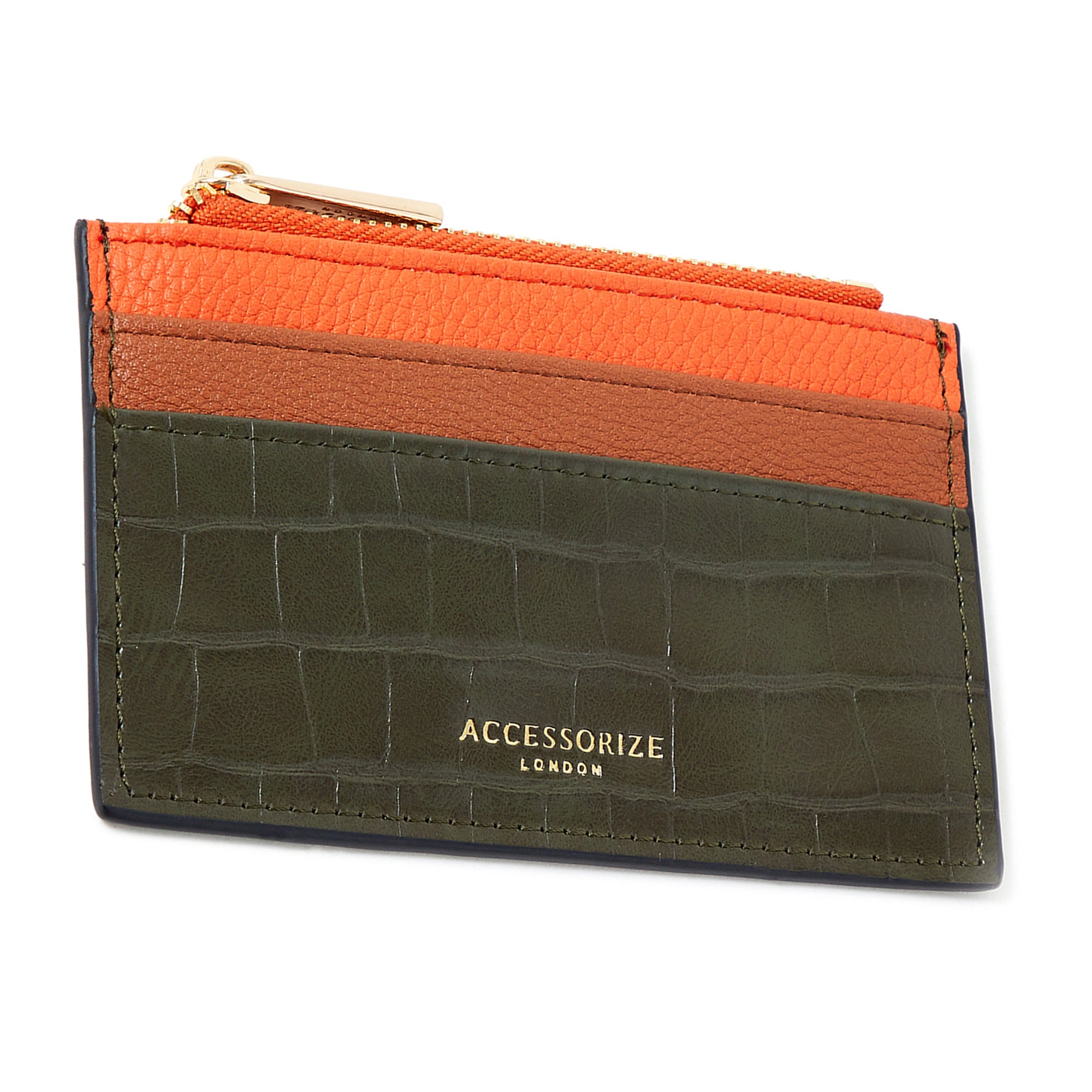 Accessorize London Women's Faux Leather Colourblock Zip Cardholder