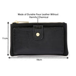 Accessorize London Women's Faux Leather Black Reptile Large Zip Wallet