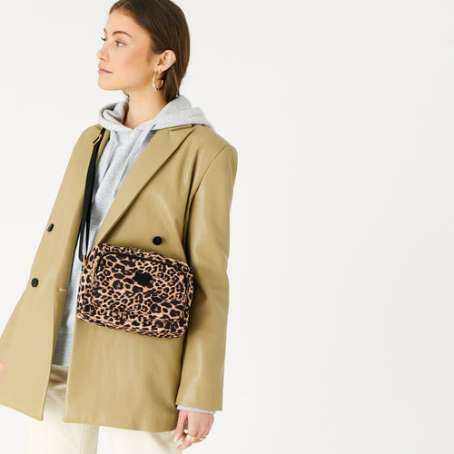 Accessorize London Women's Faux Leather Leopard Megan Nylon Large Sling Bag