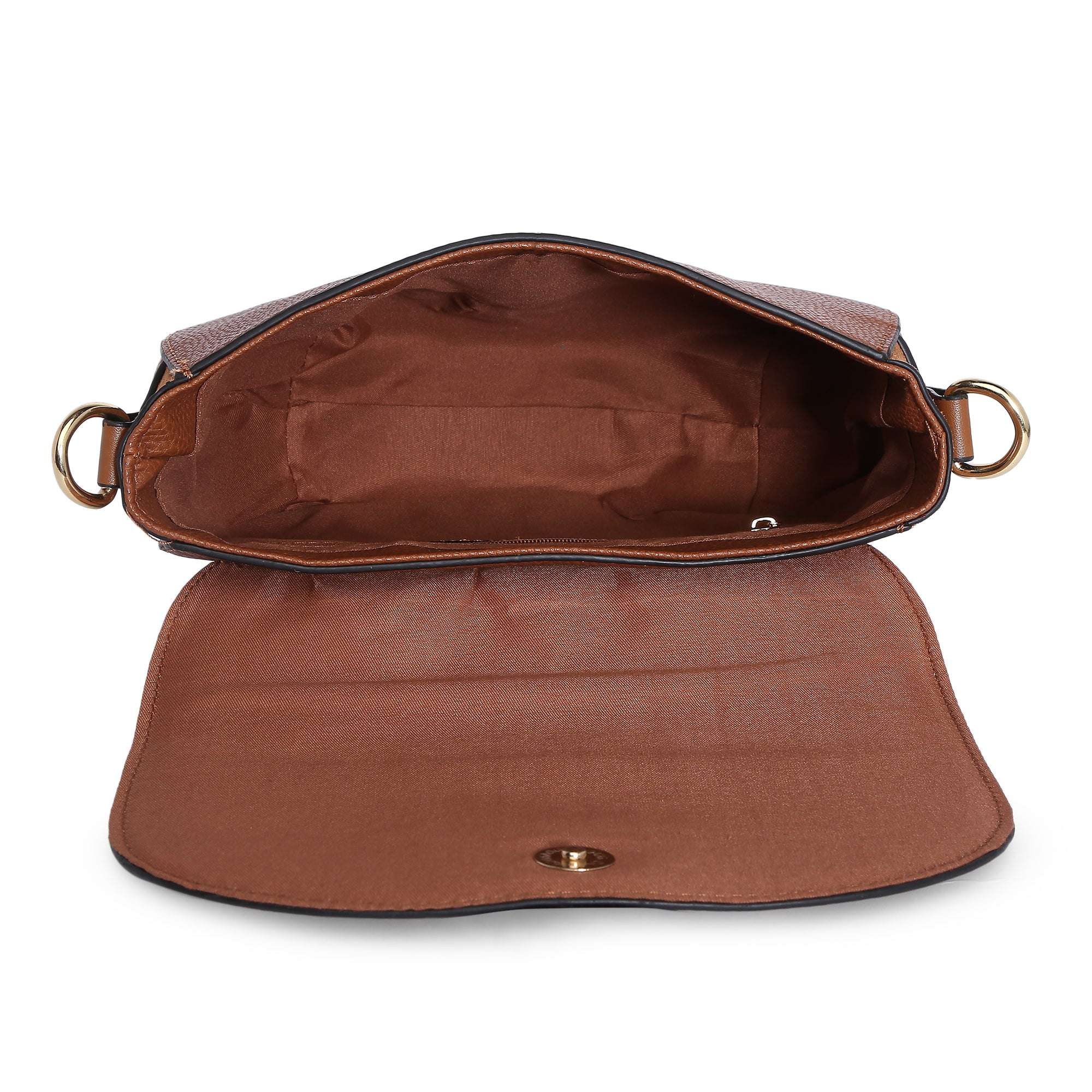Accessorize London Women's Faux Leather Tan Nicola Saddle Sling Bag