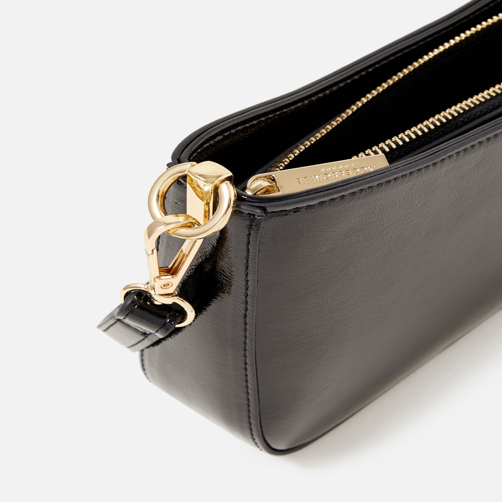 Accessorize London Women's Faux Leather Black Roxanne Shoulder Bag