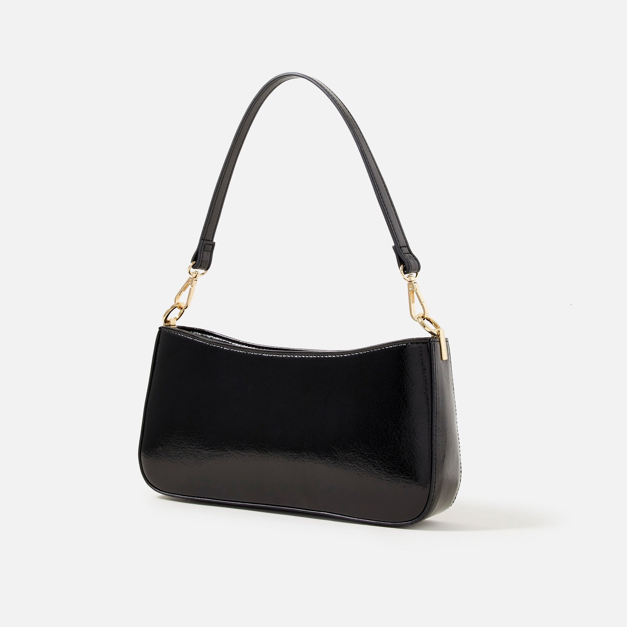 Accessorize London Women's Faux Leather Black Roxanne Shoulder Bag