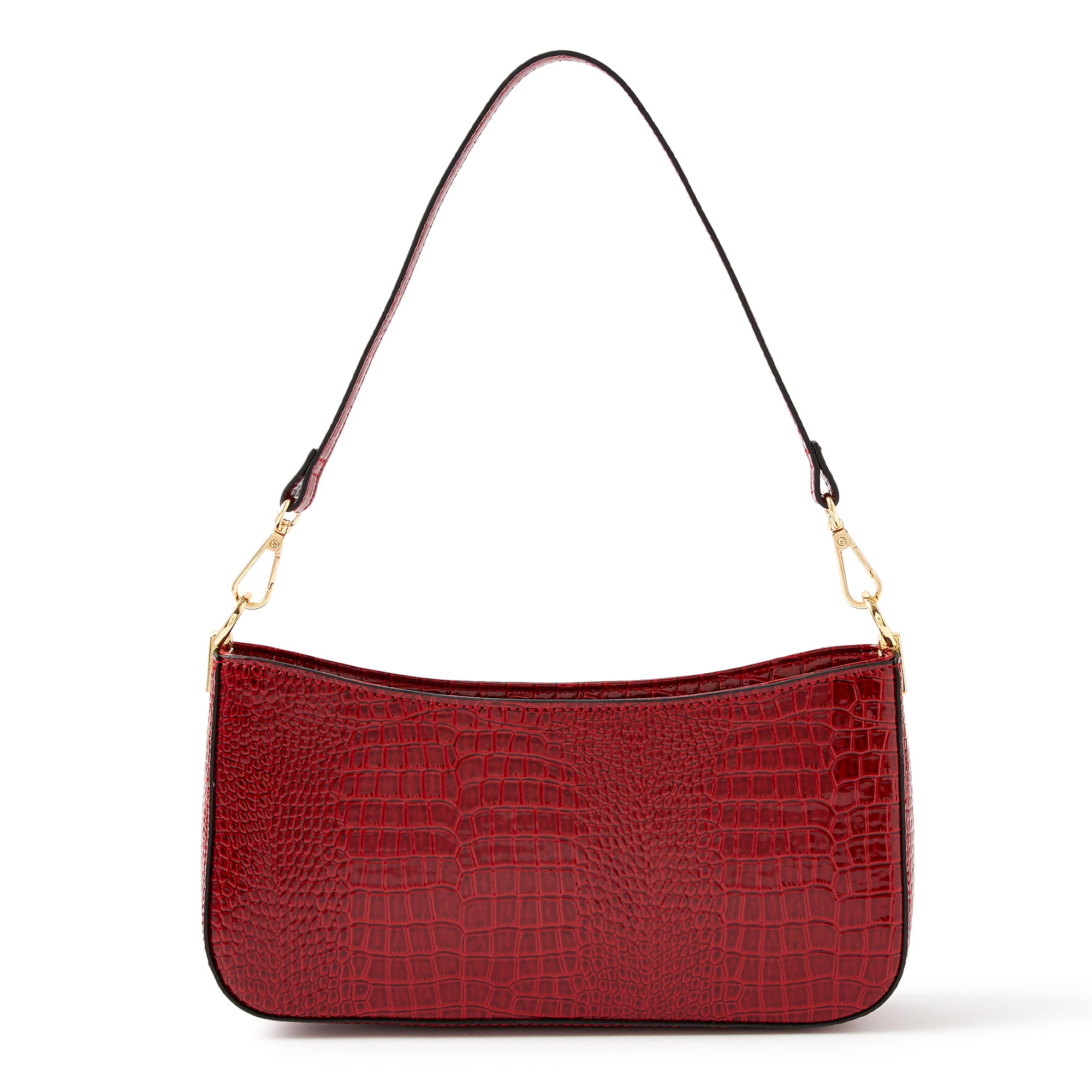 Accessorize London Women's Faux Leather Croc Roxanne Baguette Shoulder Bag - Red