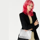 Accessorize London Women's Foldover Clutch Bag Silver Silver