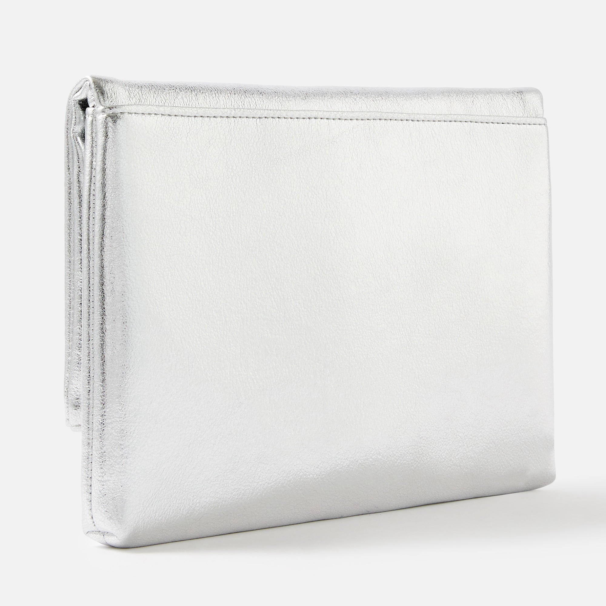 Accessorize London Women's Foldover Clutch Bag Silver