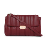 Accessorize London Women's Faux Leather Maroon Carrie Chain Quilt Sling Bag