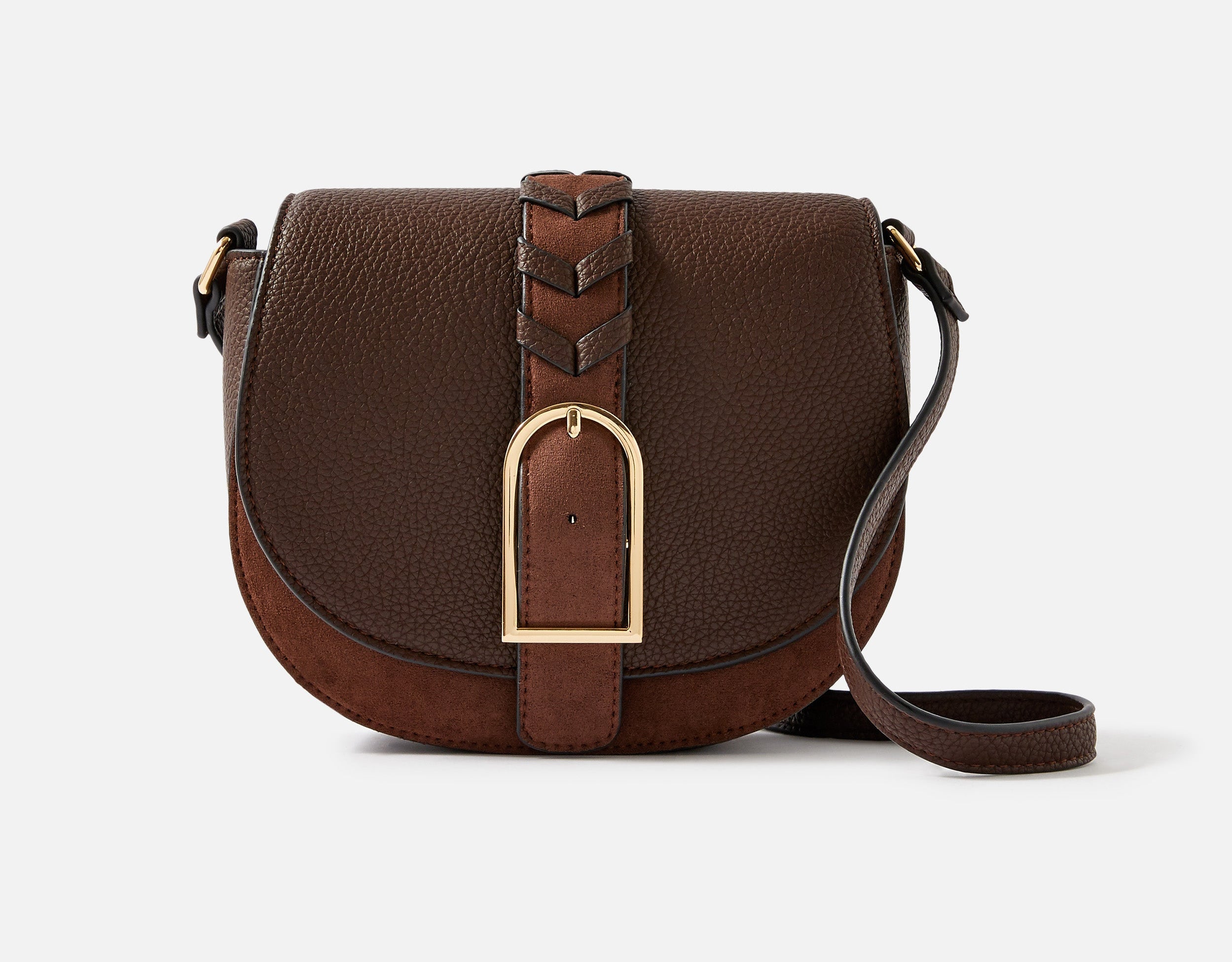 Accessorize London Shania suedette cross-body bag Brown