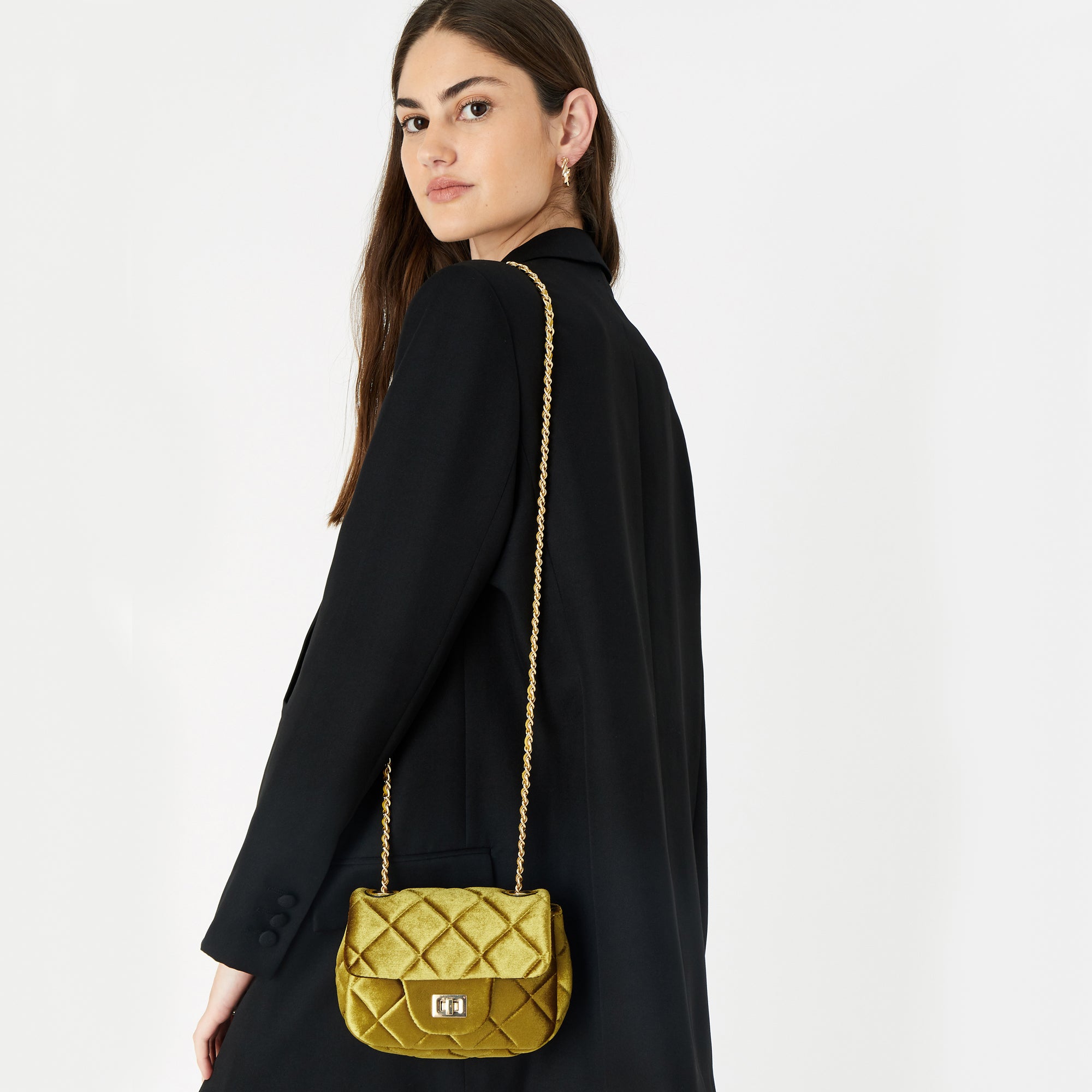 Accessorize London Women's Lucy Velvet Cross-Body Bag