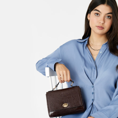 Accessorize London Women's Jessica Croc Bag Brown