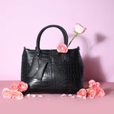Accessorize London Women's Faux Leather Black Caroline Handheld Bag