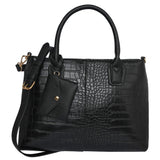 Accessorize London Women's Faux Leather Black Caroline Handheld Bag