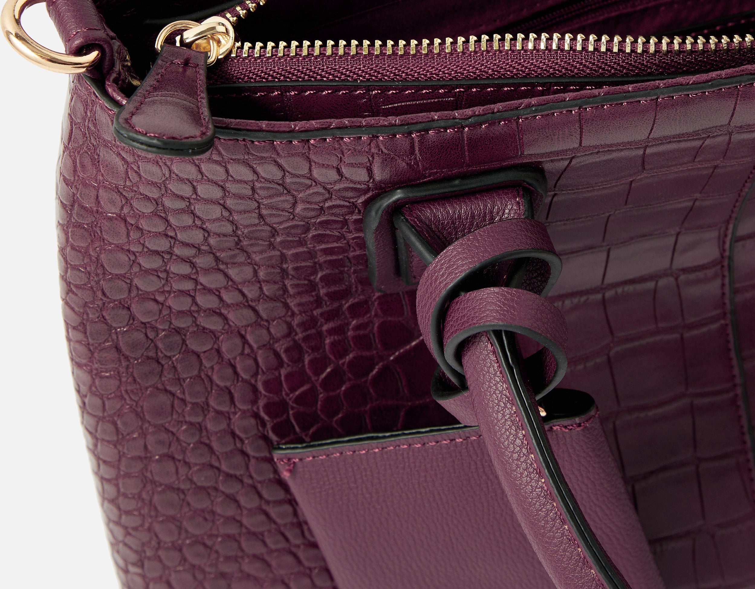 Faux Leather Burgundy Caroline Handheld Bag