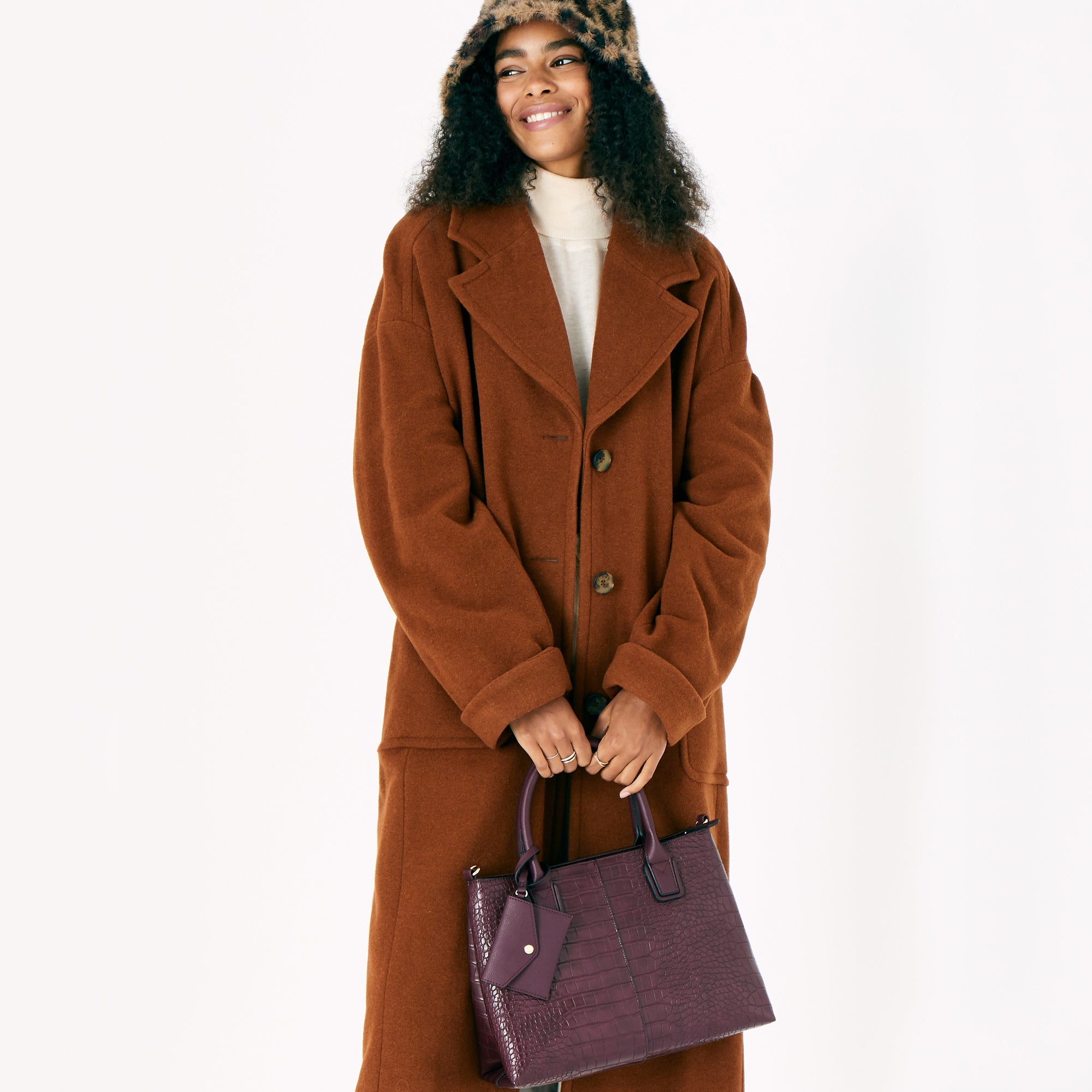 Faux Leather Burgundy Caroline Handheld Bag
