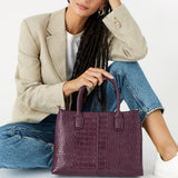 Faux Leather Burgundy Caroline Handheld Bag