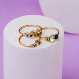 Accessorize London Women's Country Retreat Set Of 3 Mixed Gems Rings Small