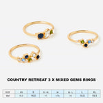 Accessorize London Women's Country Retreat Set Of 3 Mixed Gems Rings Small