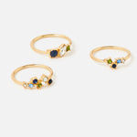 Accessorize London Women's Country Retreat Set Of 3 Mixed Gems Rings Medium