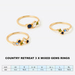 Accessorize London Women's Country Retreat Set Of 3 Mixed Gems Rings Medium