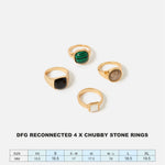 Accessorize London Women's Reconnected Pack Of 4 Chubby Stone Rings Small