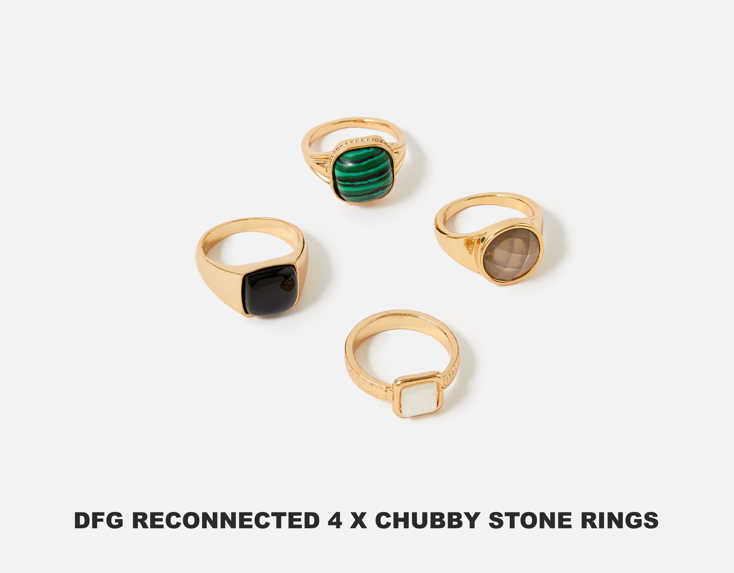 Accessorize London Women's Reconnected Pack Of 4 Chubby Stone Rings Small