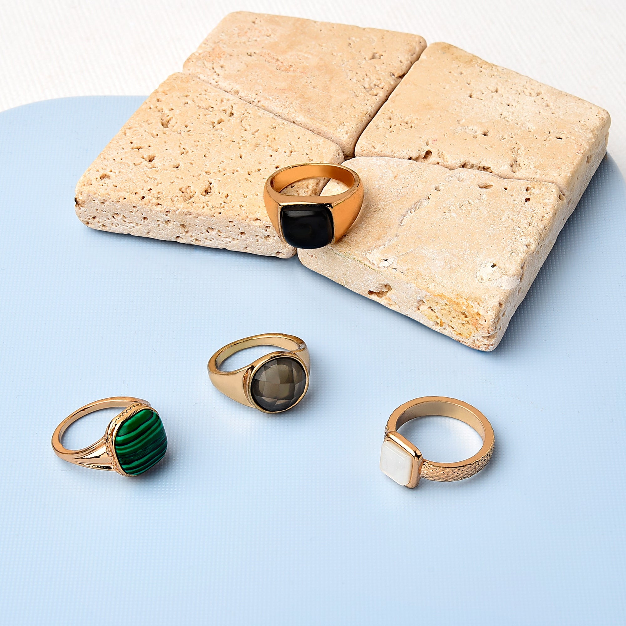 Accessorize London Women's Reconnected Set Of 4 Chubby Stone Rings Medium